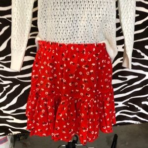 Red floral skirt